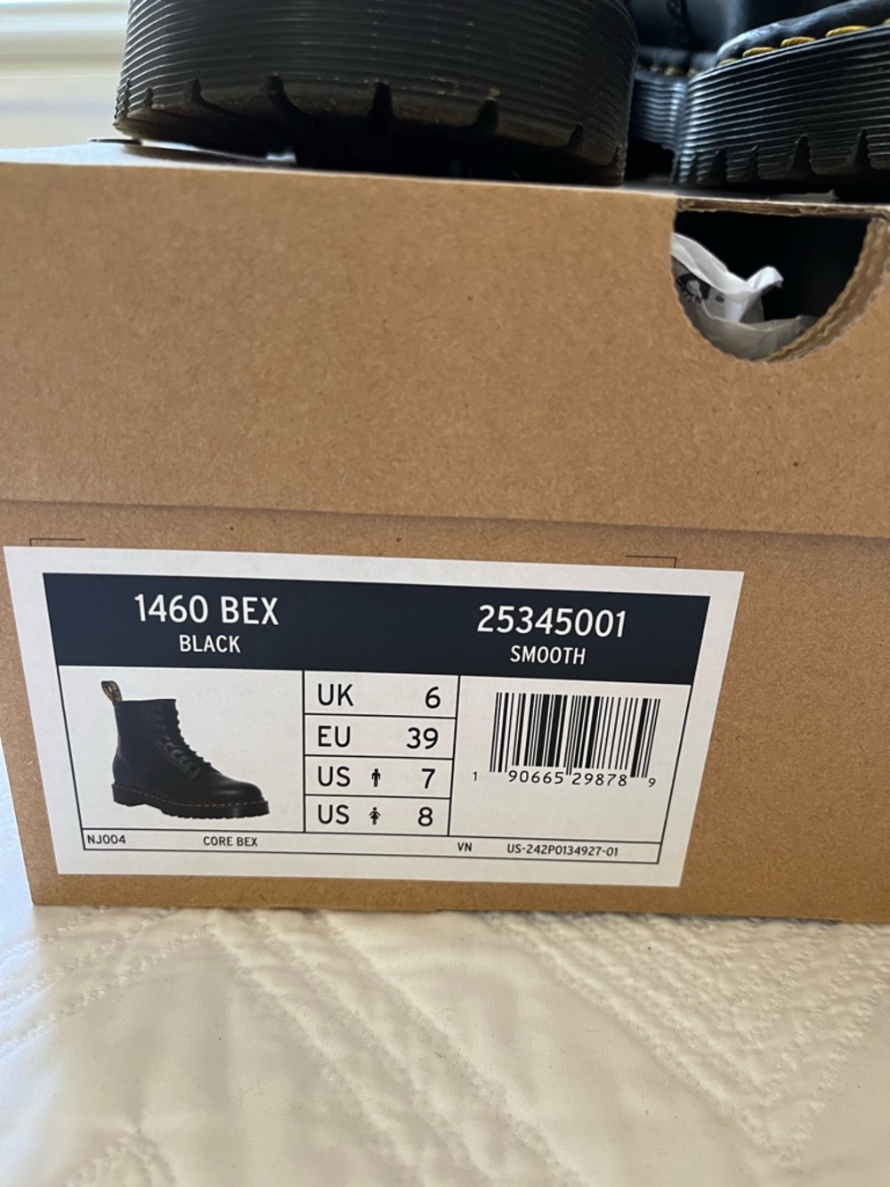 Dr. Martens Black Leather 8-Eye Boots with Yellow Stitching - Picture 6 of 7